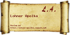 Lohner Apolka névjegykártya